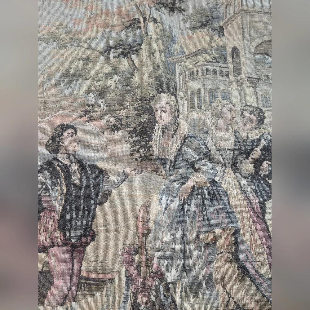 Vintage Woven Hanging Tapestry With Romantic Water Scene